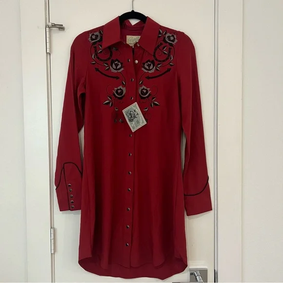Roper Womens Dress Old West Collection with Embroidery - Red - Picture 4 of 14